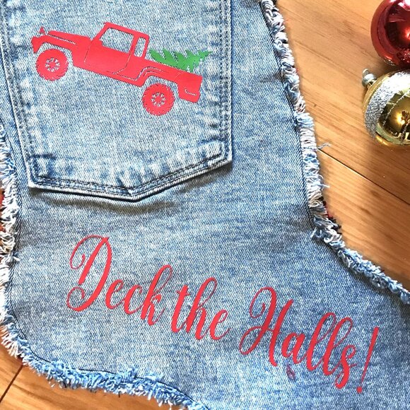 Handmade Christmas Stocking w/Pocket, Country Farmhouse Rustic Pickup Truck - Picture 8 of 9